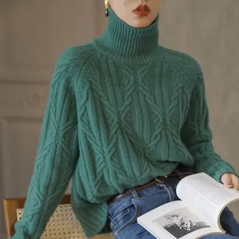2023 toamna și iarna femei pe gât din cașmir pulover casual cablu pulover maneca lunga pulover pulover moda strazii