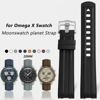 20mm TPU Curea de Cauciuc pentru Omega X Swatch Comun MoonSwatch Capăt Curbat rezistent la apa Scufundări Silicon Trupa Ceas pentru Seamaster 300