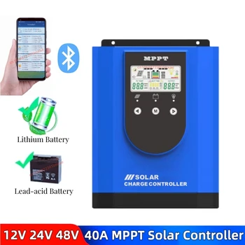 30A 40A MPPT Controler de Încărcare Solară Bluetooth APP 12V 24V 48V Panou Solar de Reglementare Pentru LiFePO4 baterie Litiu Plumb Acid Baterie Gel