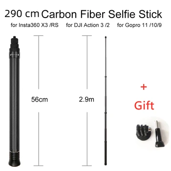 3M Ultra-Lung de Carbon Stick Fibre Invizibile Selfie Stick Pentru Insta360 X3/X2/DJI Acțiunea 3/GoPro Selfie Stick Trepied Accesorii