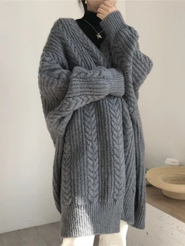 Cardigan pentru Femei de Toamna/iarna Noi În Îmbrăcăminte exterioară Pulover Vintage Moda coreeană Simplu Pierde poftă de mâncare Timp Knitwears Haina Topuri