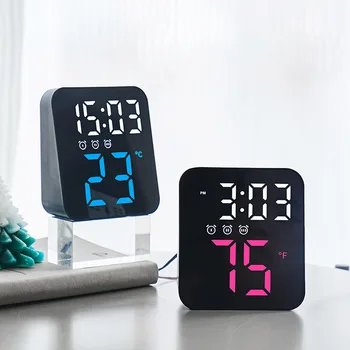 Ceas cu Alarmă Digital pentru Camere cu Temperatura de Luminozitate Reglabilă Control Vocal trei Alarmă Ceas de Perete 12/24H