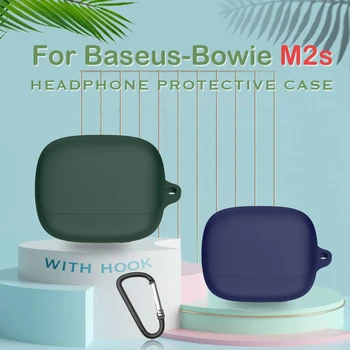 Culoare solidă fără Fir Bluetooth Cască de Silicon husa de Protectie pentru Baseus Bowie M2S Caz de Încărcare Anti-toamna Maneca Cu Cârlig