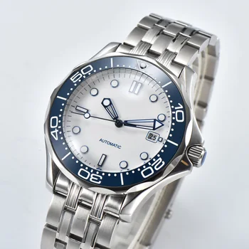 DEBERT 41mm Lux Miyota 8215 Automatic ceas Mecanic data cadran alb bezel Ceramica caz de oțel inoxidabil ceas rezistent la apa