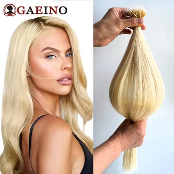 Drept Inel Elastic de Par Extensiile de Par Uman Real Blond Margele Micro Extensii de Par 12-26Inch Brazilian Nano Păr Sfat
