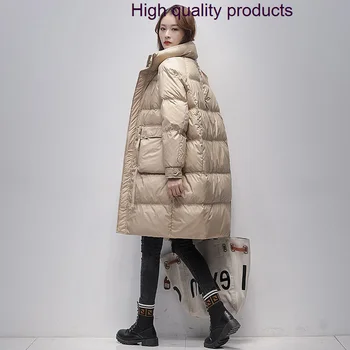 Femei Elegante Solid Haine Lungi De Sex Feminin 2024 Noi Gros De Iarna De Cald Moda Coreeană Doamna Outerwears Casual Lumina Midi Jos Haina