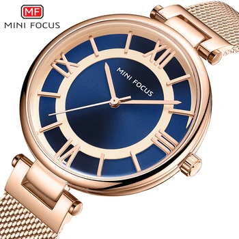 MINIFOCUS Femei Brand Ceasuri rezistent la apa a Crescut de Aur Plasă din Oțel Inoxidabil Curea de Lux de Moda Cuarț Reloj Mujer Relogio Feminino