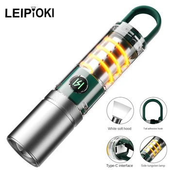 Mare Putere Led-uri Lanterne Cu 20w Alb cu Laser Wick USB Reîncărcabilă Lanterna Zoom Impermeabil Prindere Lanterna Felinar Camping