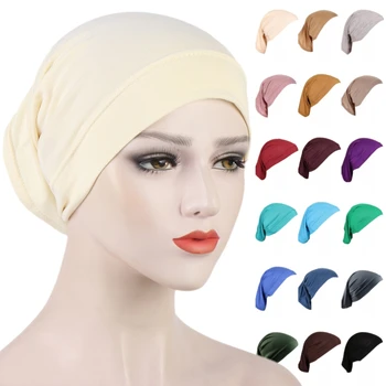 Musulman Modale Bumbac Hijab Interior Underscarf Pălărie Tub Bentita De Par Folie Arabe Islamice Jos Bonnet Capac De Turban Bandane En-Gros