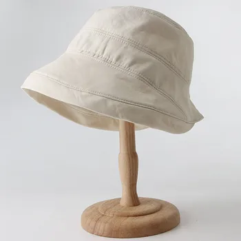 Noua Culoare Solidă Bumbac Moale Femei Pălărie Găleată De Primăvară Vacanță De Vară În Aer Liber, Plajă, Pălării De Soare Pliabila Panama Capace Fishermans Capac