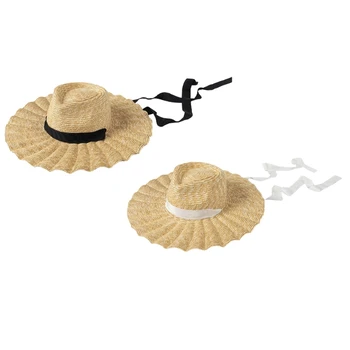 Paie Pălărie de Soare pentru Femei la Modă De 4.7 Inch Wide Brim Pălării de Soare UV Protectie pentru Plaja Vacanta de Vara Accesoriu