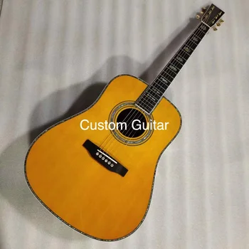 Personalizat Solide spate partea de chitara acustica dreadnought 41 inch în galben pictura
