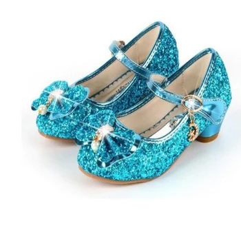 Printesa Fluture Din Piele Pantofi Copii Diamant Bowknot Toc Copii Fata De Dans Sclipici Pantofi Fete De Moda Petrecere De Dans Pantofi