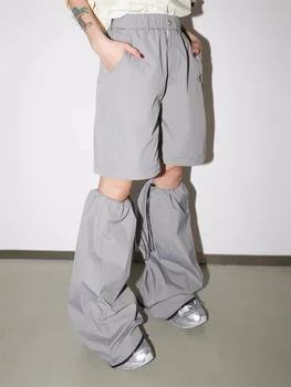 QWEEK Cyber Y2K Gri Pantaloni Harajuku Egirl Detasabila Negru Parasuta Pantaloni Supradimensionate Streetwear Stil Edgy pantaloni de Trening