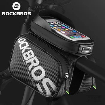 ROCKBROS Biciclete Sac Impermeabil Telefon cu Touch Screen de Sus Tub Sac de MTB Biciclete Rutier Frontal Cadru Geantă de Șa & Coș Accesorii pentru Biciclete