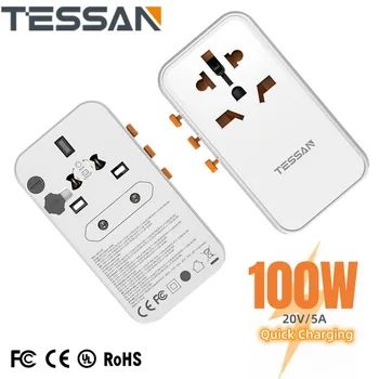 TESSAN 65W/100W GaN de Călătorie în întreaga Lume Adaptor cu USB de Tip C, Încărcare Rapidă Universal Adaptor de Alimentare UE/marea BRITANIE/SUA/AUS Plug pentru Călătorie