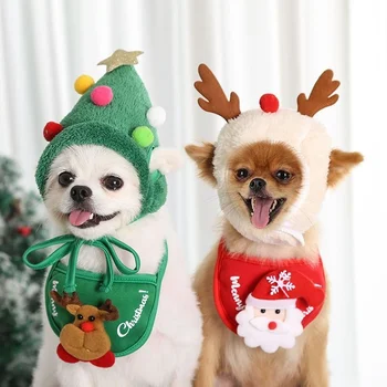 Toamna Și Iarna Animale De Companie Crăciun Dress Up Pălării Buze Esarfe Câini Pisici De Pluș Fadou Bo Mei Îmbrăcăminte, Pălării De Crăciun Cosplay