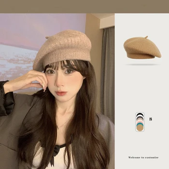 VACIGODEN Moda Famale de Lână Tricot Bereta Retro Britanic de Moda coreeană Pictor Pălărie de Primavara Toamna Brimless Palaria pentru Femei Capace