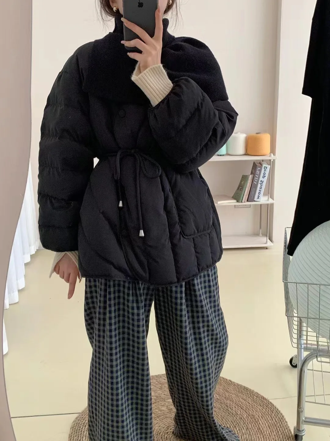 Iarna 2023 Noua Moda coreeană Jos Jacheta Tricotate Gât Set de Două piese cu Dantela-up Talie Paltoane Elegante Vânt de Toamnă Uza