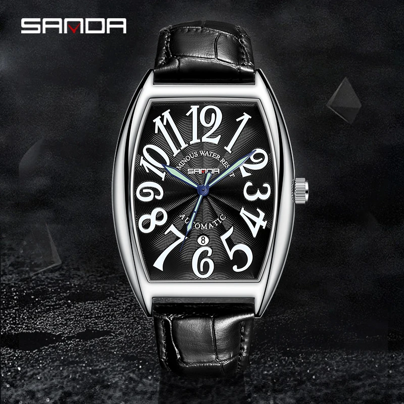 SANDA Ceas de Moda Bena Design Cadran arabă Numeral Scară Luminoasă Impermeabil cuarț Ceas Pentru Bărbați Reloj 7021